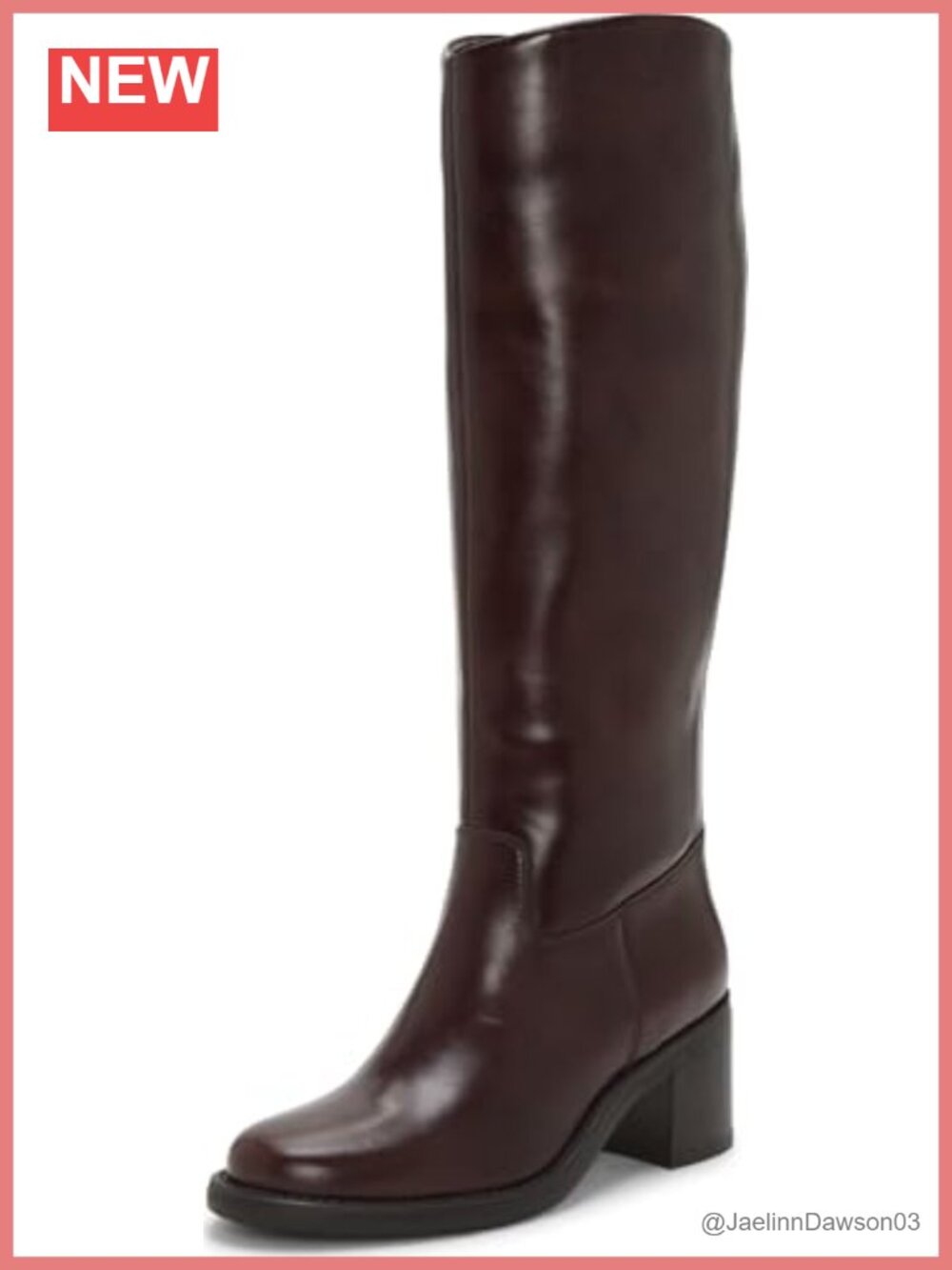 Vince Camuto Women's Knee High Leather Boots Almond Toe Block Heel Zip